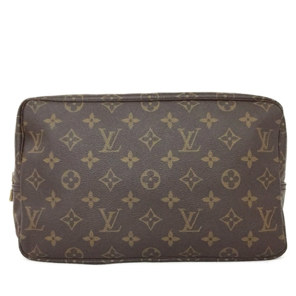 Auth Louis Vuitton Brown Monogram Trousse Toilette Pouch 28